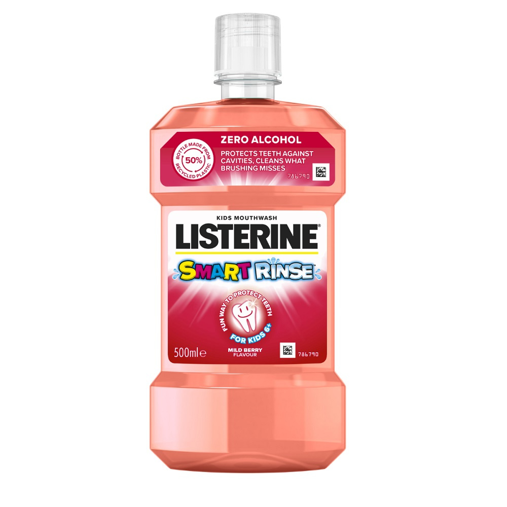 LISTERINE Smart Rinse Płyn Do Płukania Jamy Ustnej Mild Berry 500ml