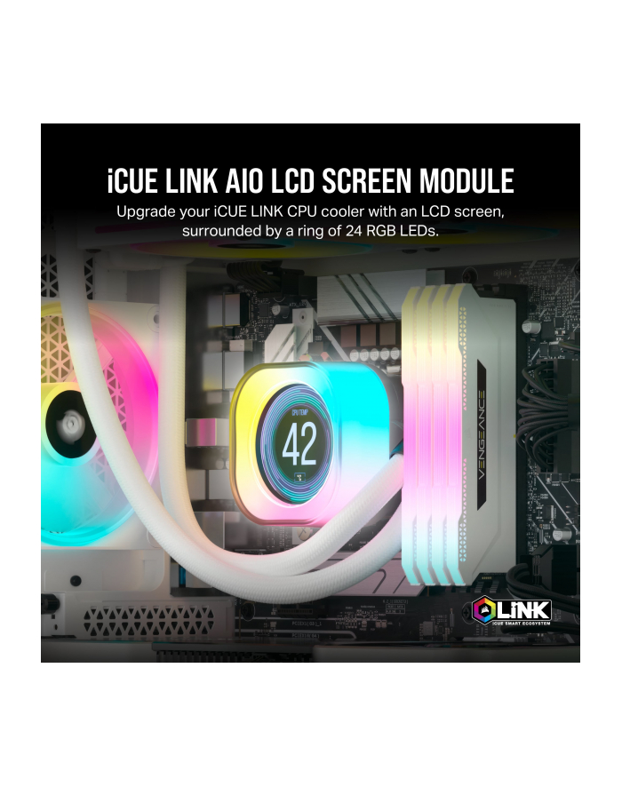 Corsair iCUE Link AIO LCD screen module, monitor (zero cm (zero inch), Kolor: BIAŁY, for iCUE Link AIO water cooling systems)
