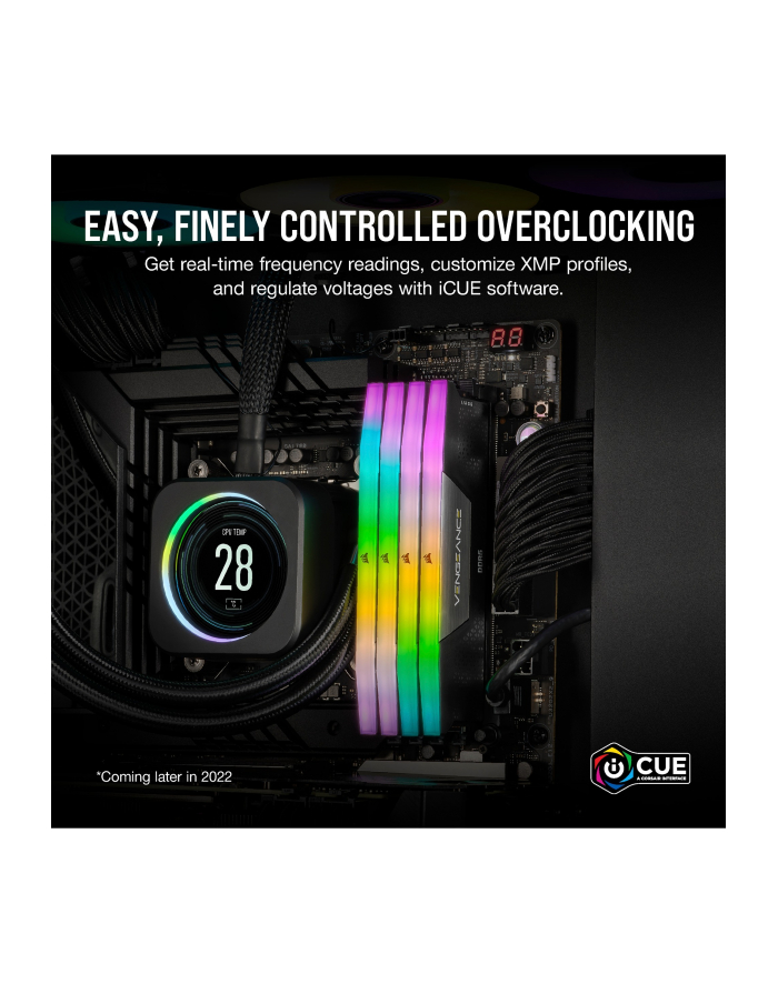 CORSAIR VENGEANCE RGB 32GB 2x16GB DDR5 6200MT/s DIMM Unbuffered 36-46-46-100 STD PMIC XMP 3.0 Black Heatspreader PCB 1.4V