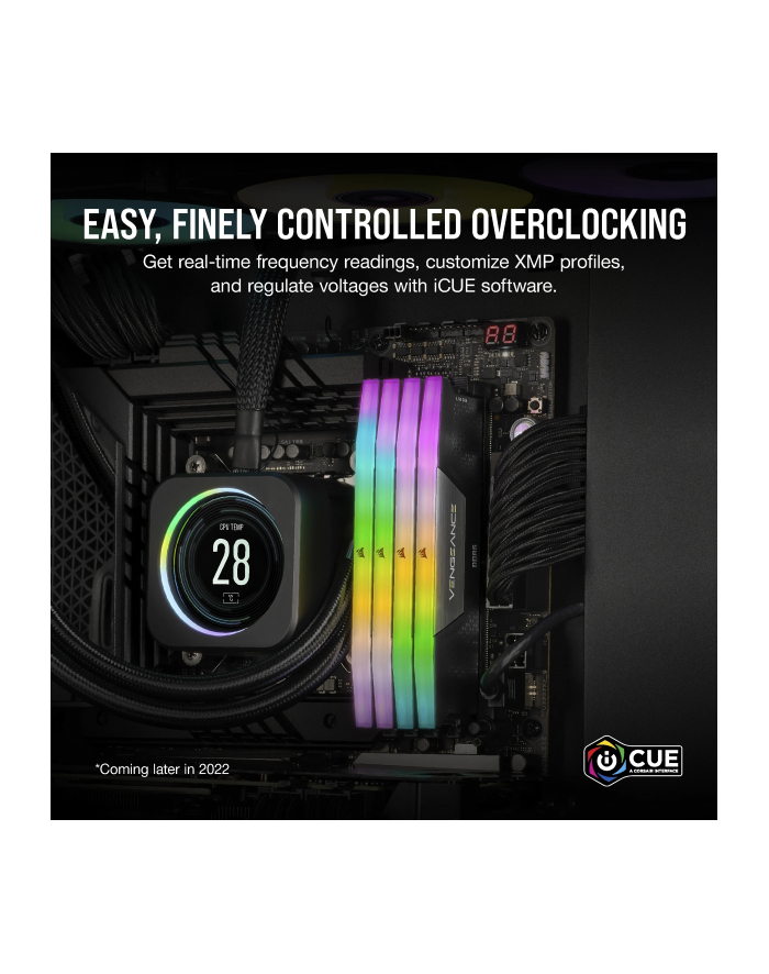 CORSAIR VENGEANCE RGB 48GB 2x24GB DDR5 6000MT/s DIMM Unbuffered 30-36-36-76 Std PMIC XMP 3.0 Black Heatspreader RGB LED 1.4V