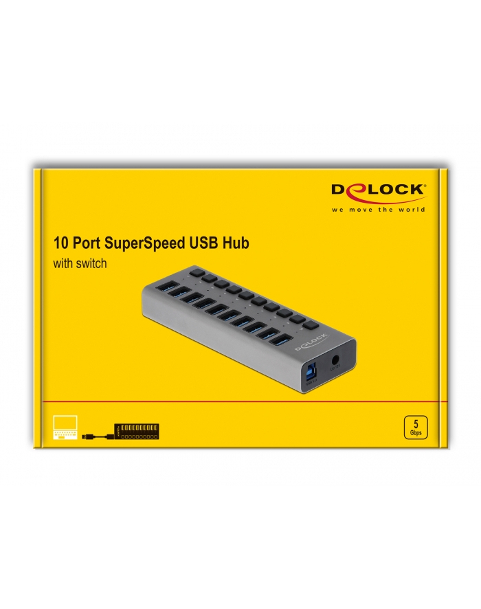 Delock Externer SuperSpeed mit 10 Ports + Schalter (63670)