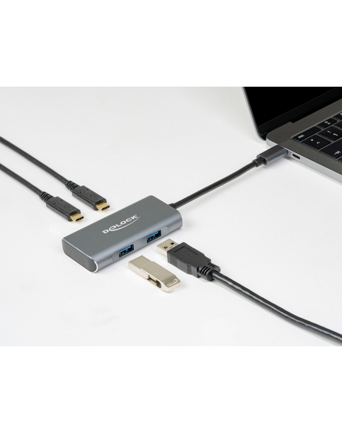 DeLOCK external USB 3.2 hub grey - USB3.2> 2 x USB Type-A + 2 x USB Type-C