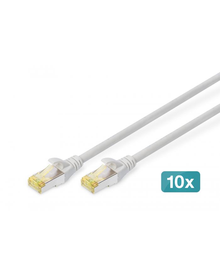 DIGITUS DIGITUS KABEL LAN CAT 6A - 2 M - 10 SZTUK - KABEL SIECIOWY RJ45 - EKRANOWANY S/FTP - KOMPATYBILNY Z CAT-6 & CAT-7 - SZARY  ()