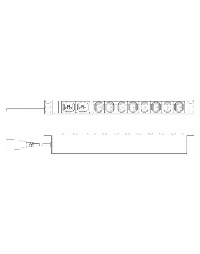 DIGITUS Listwa zasilająca aluminiowa 10 gniazd przewód zasilający 2m wtyczka IEC C20 8x C13 2x C19 16A 230VAC 50/60Hz