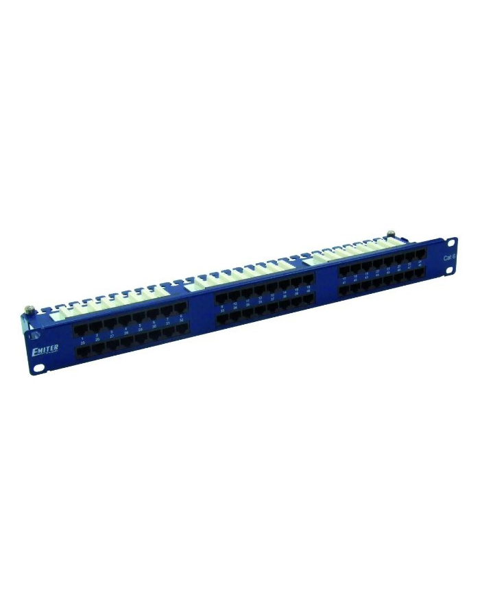 EmiterNet Panel 19'';, 48xRJ45 UTP kat6 (1U) z półką, niebieski
