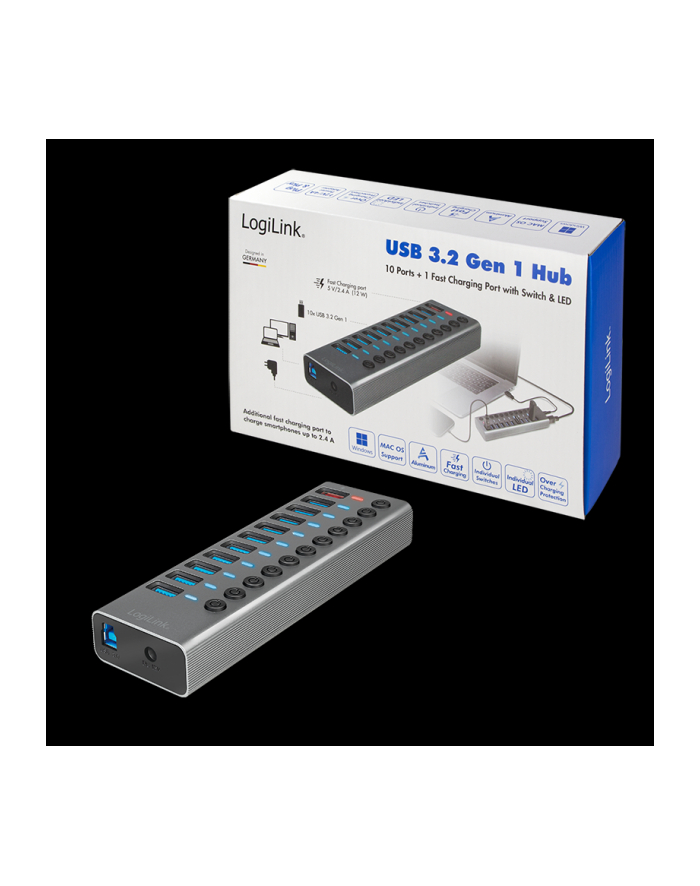 LogiLink USB 3.2 Gen 1 hub Szary UA0388 UA0388