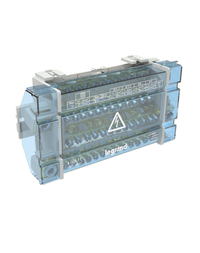 BR BLOK ROZDZIELCZY MODUŁOWY 160A 4P 10M 1X 700 / 2X FI85, 4X FI75, 8X FI53 27KA dawne 004879