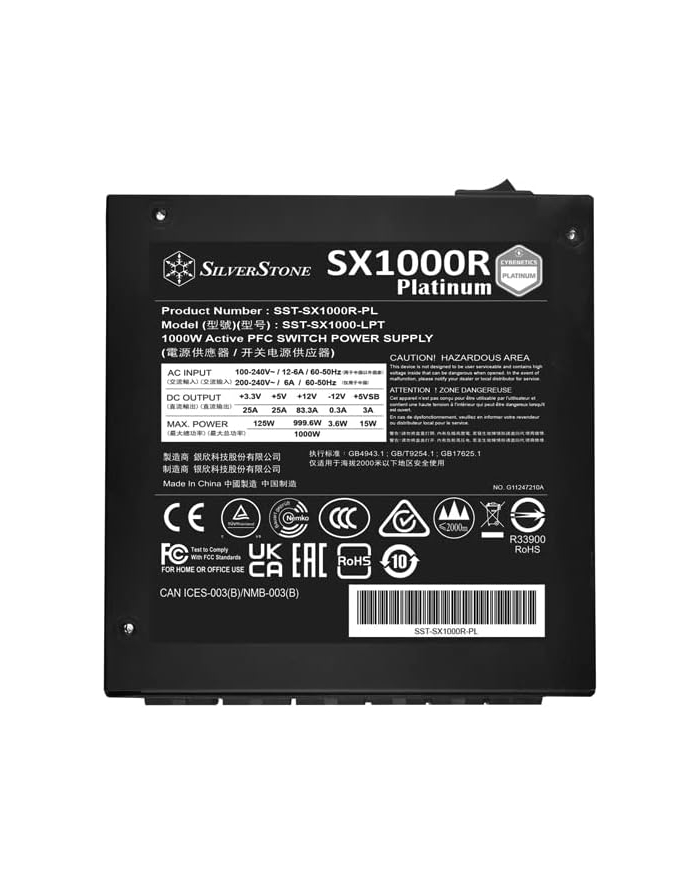 silverstone technology SilverStone SST-SX1000R-PL 1000W, PC power supply (Kolor: CZARNY, cable management, 1000 watts)