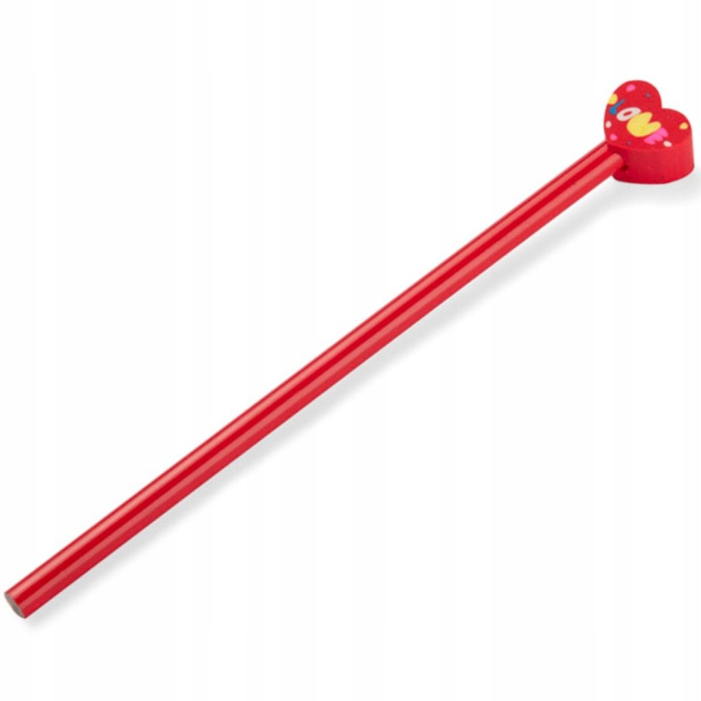 OŁÓWEK Z GUMKĄ dla dzieci SERCE serduszko LOVE gumka do mazania