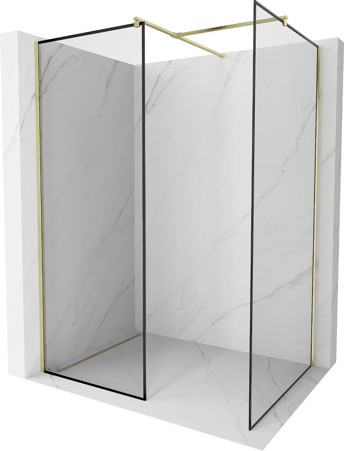 Mexen Kioto ścianka prysznicowa Walk-in 120 x 80 cm, czarny wzór, złota szczotkowana - 800-120-202-55-70-080