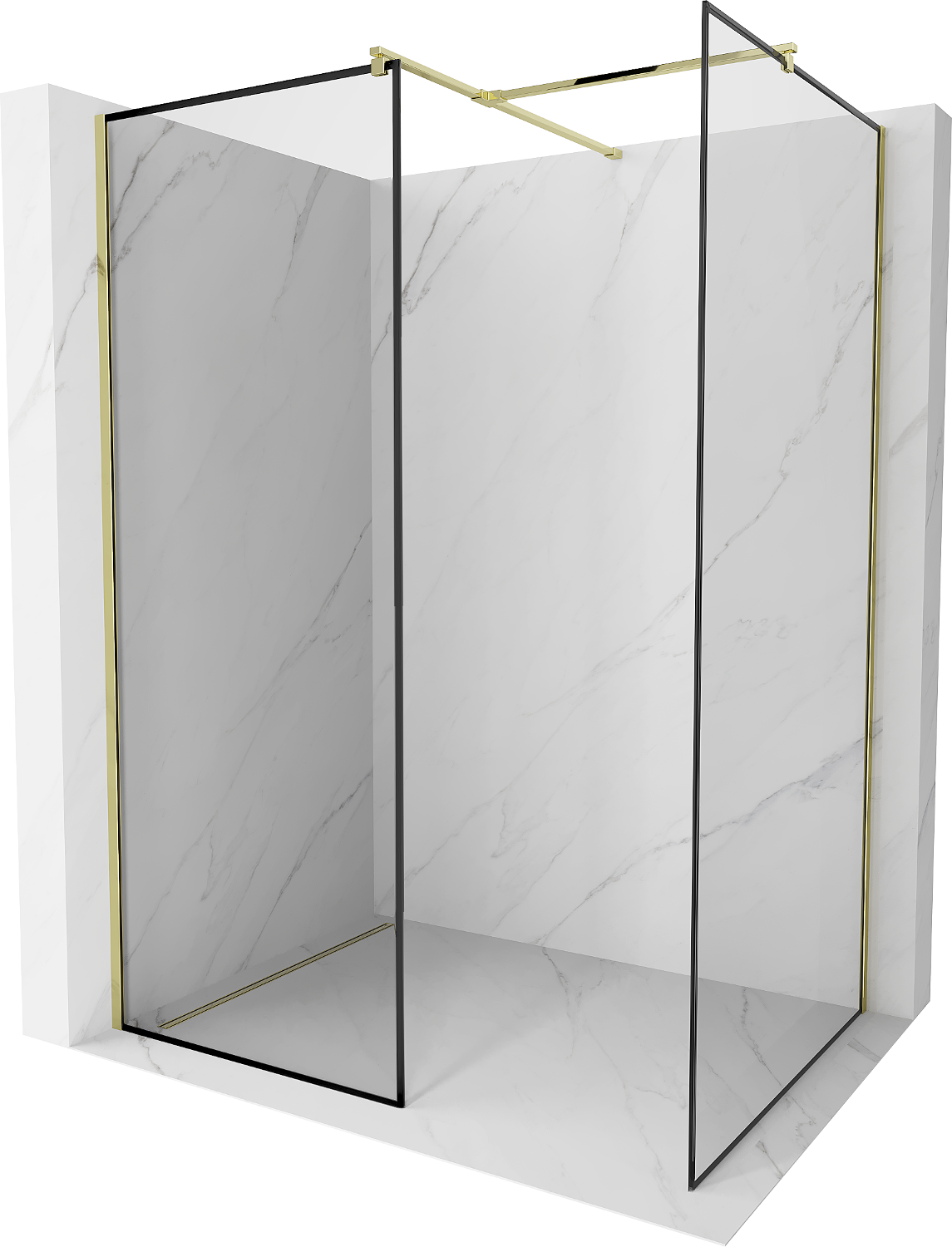 Mexen Kioto ścianka prysznicowa Walk-in 150 x 90 cm, czarny wzór, złota - 800-150-202-50-70-090