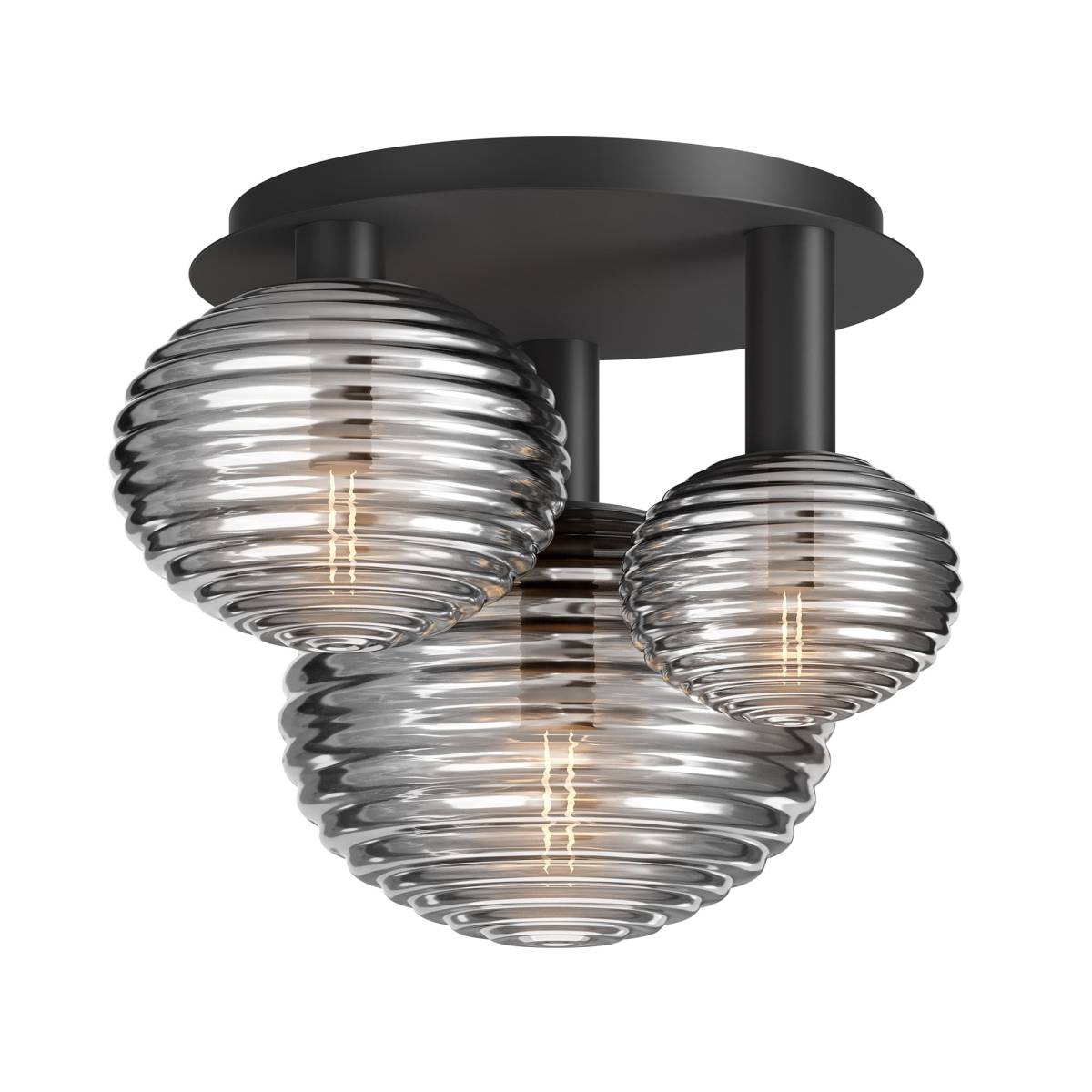 Czarna lampa wisząca z trzema kloszami MOD268CL-03B z serii REELS