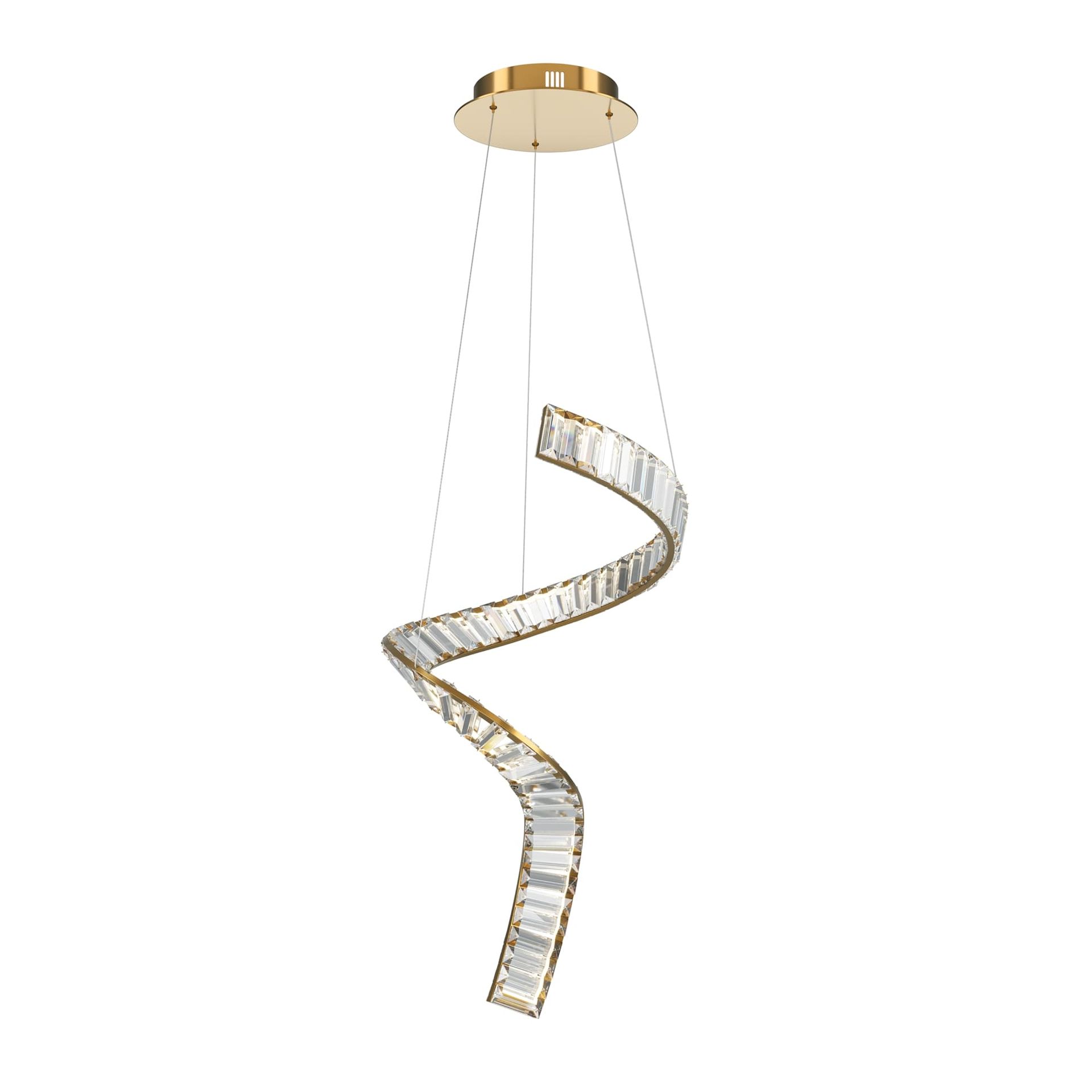 Złota lampa wisząca w kształcie wstążki P097PL-L48BS3K z serii KRONE