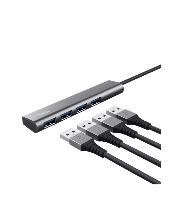 Trust Hub Multiport USB-C USB 3.2 Gen 2 (USB 3.0) Halyx-4-port 1+4 Porty ciemnoszary (HALYX4PORT)