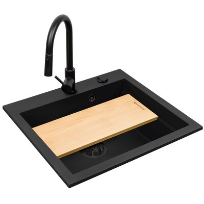 PYRAMIS Zlewozmywak 57x51,5 SIROS 1B, Bateria IDEA volcano, k.aut., deska - BLACK EDITION 070169002BE *