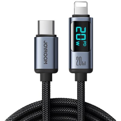 Kabel Lightning - USB C 20W 1.2m z wyświetlaczem LED Joyroom S-CL020A16 - czarny