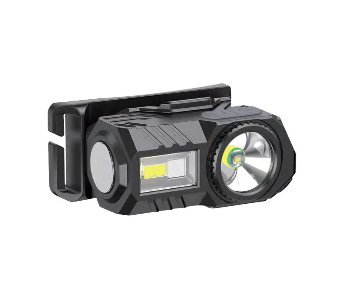 LED RGBW Ściemniana ładowalna latarka czołowa USB LED/3W/5V IP43 190 lm 24 h