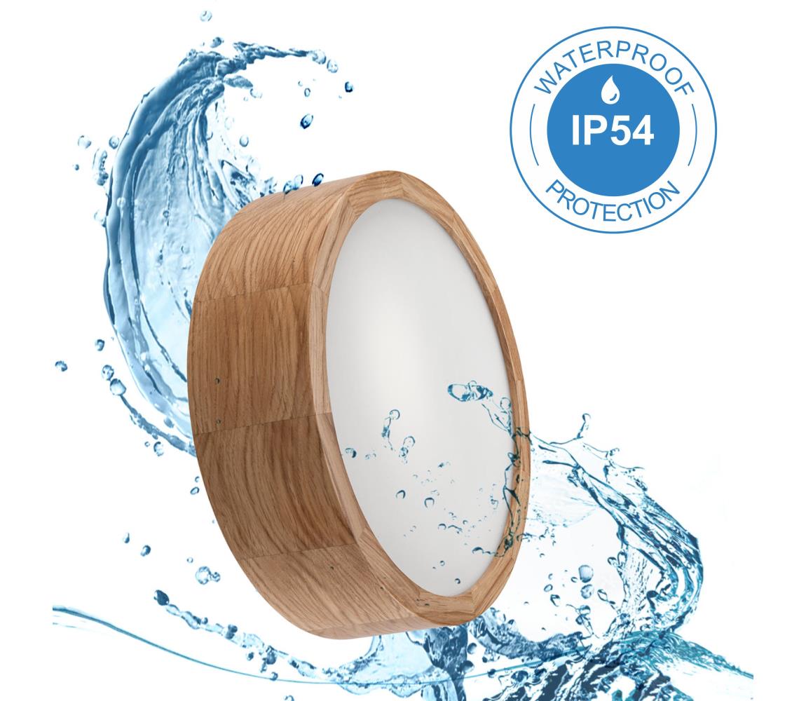 Lampa sufitowa OAK 2xE27/15W/230V IP54 dąb ø 27 cm - certyfikat FSC