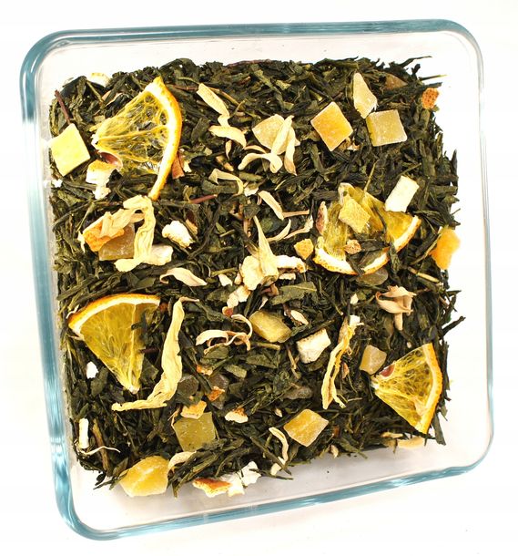 ﻿Herbata zielona SENCHA MANGO+POMARAŃCZA 100g