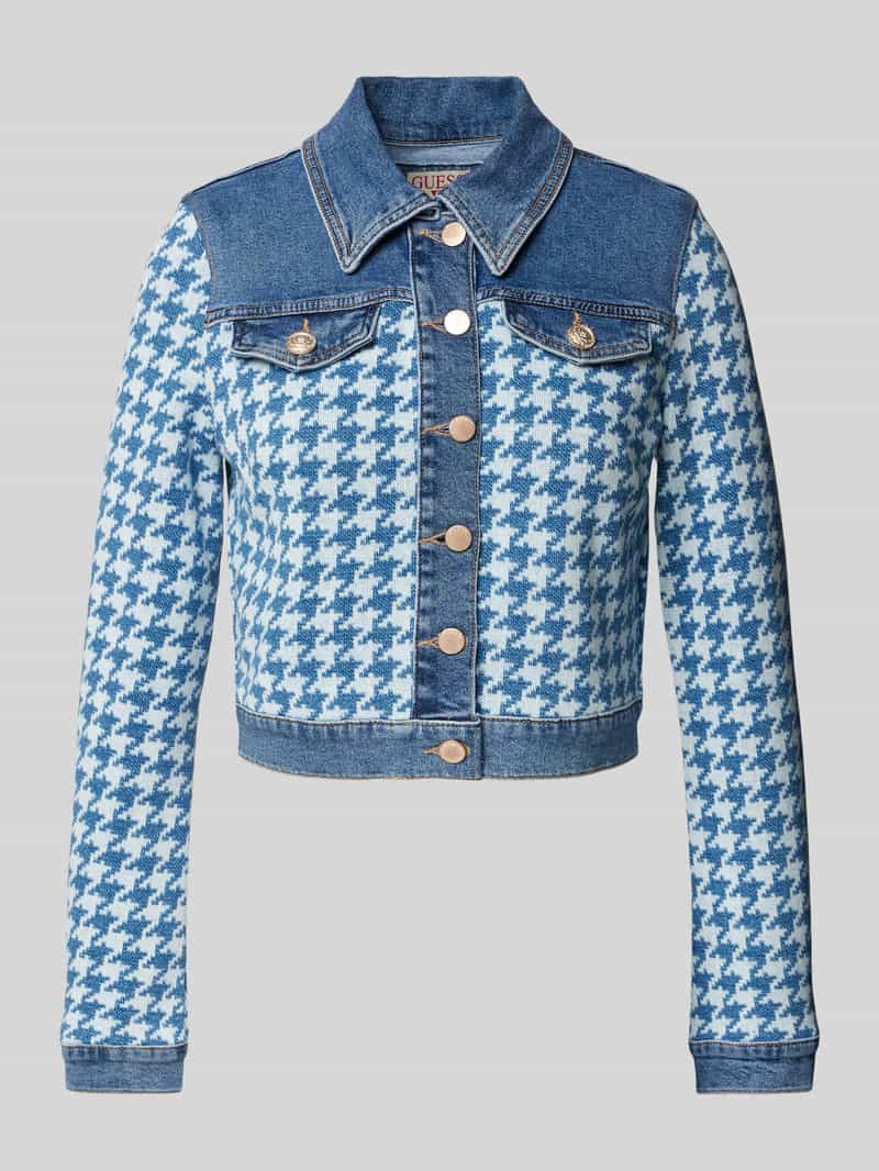 Kurtka jeansowa ze wzorem w pepitkę