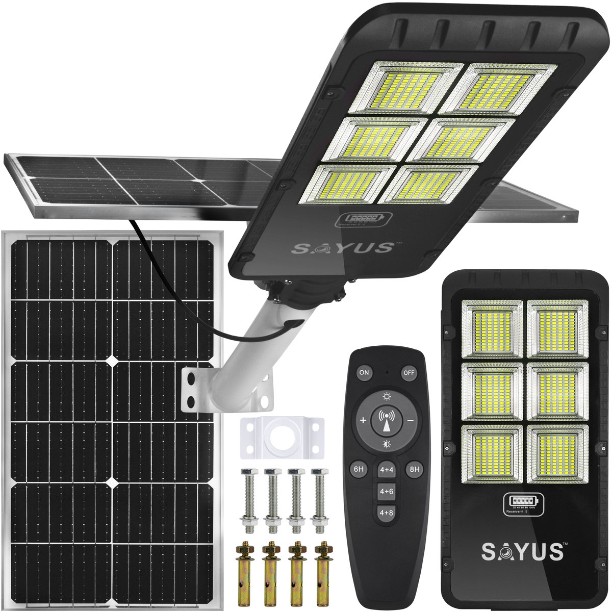 LATARNIA ULICZNA LAMPA SOLARNA LED CZUJNIK RUCHU PILOT UCHWYT 2400W