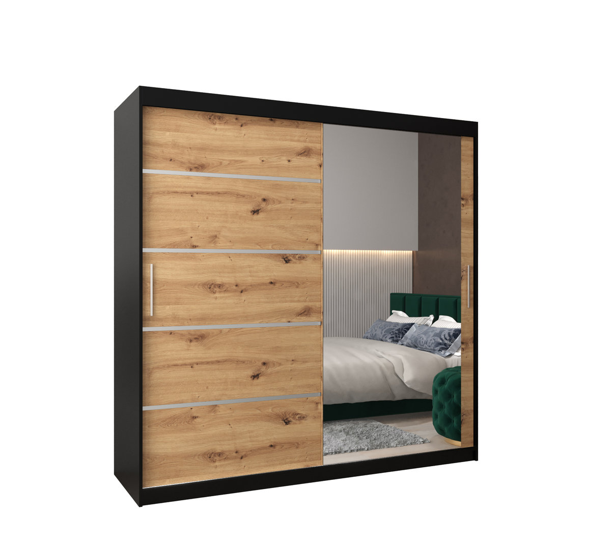 Szafa przesuwna garderoba VERONA 2 200 gł. 62 Czarny / Artisan