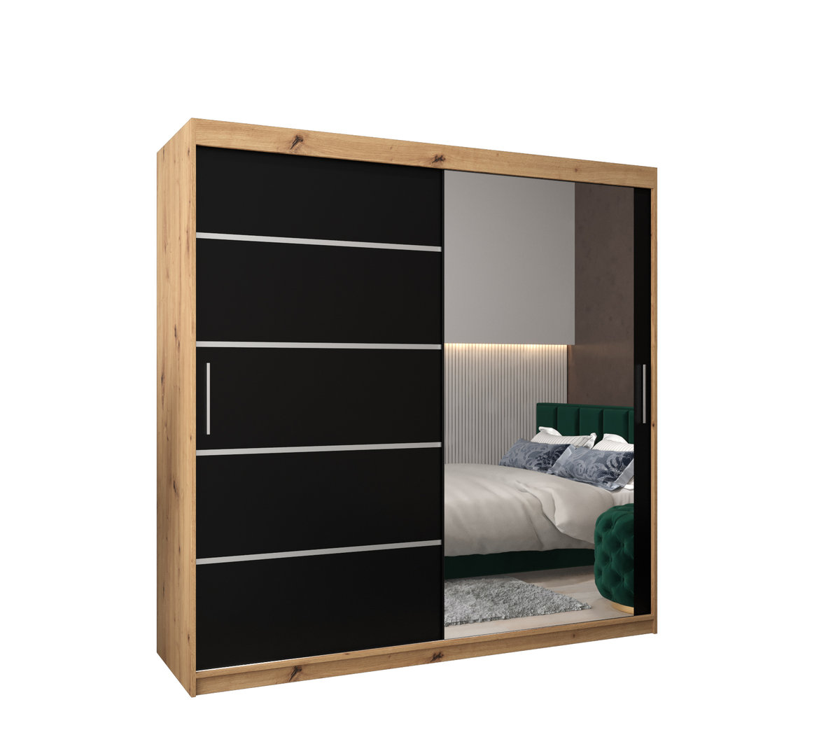 Szafa przesuwna garderoba VERONA 2 200 gł. 62 Artisan / Czarny