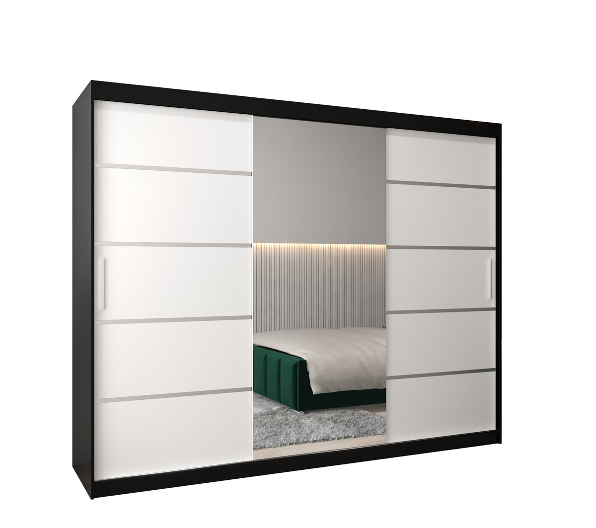 Szafa przesuwna garderoba VERONA 2 250 gł. 62 Czarny / Biały