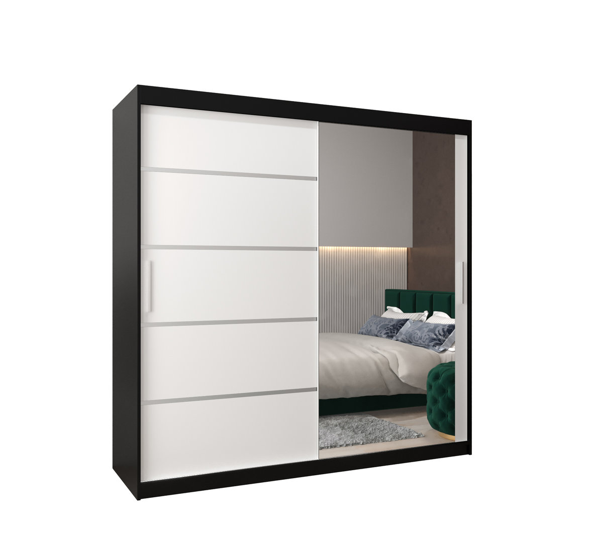 Szafa przesuwna garderoba VERONA 2 200 gł. 62 Czarny / Biały