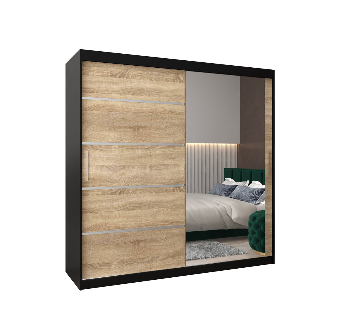 Szafa przesuwna garderoba VERONA 2 200 gł. 62 Czarny / Sonoma