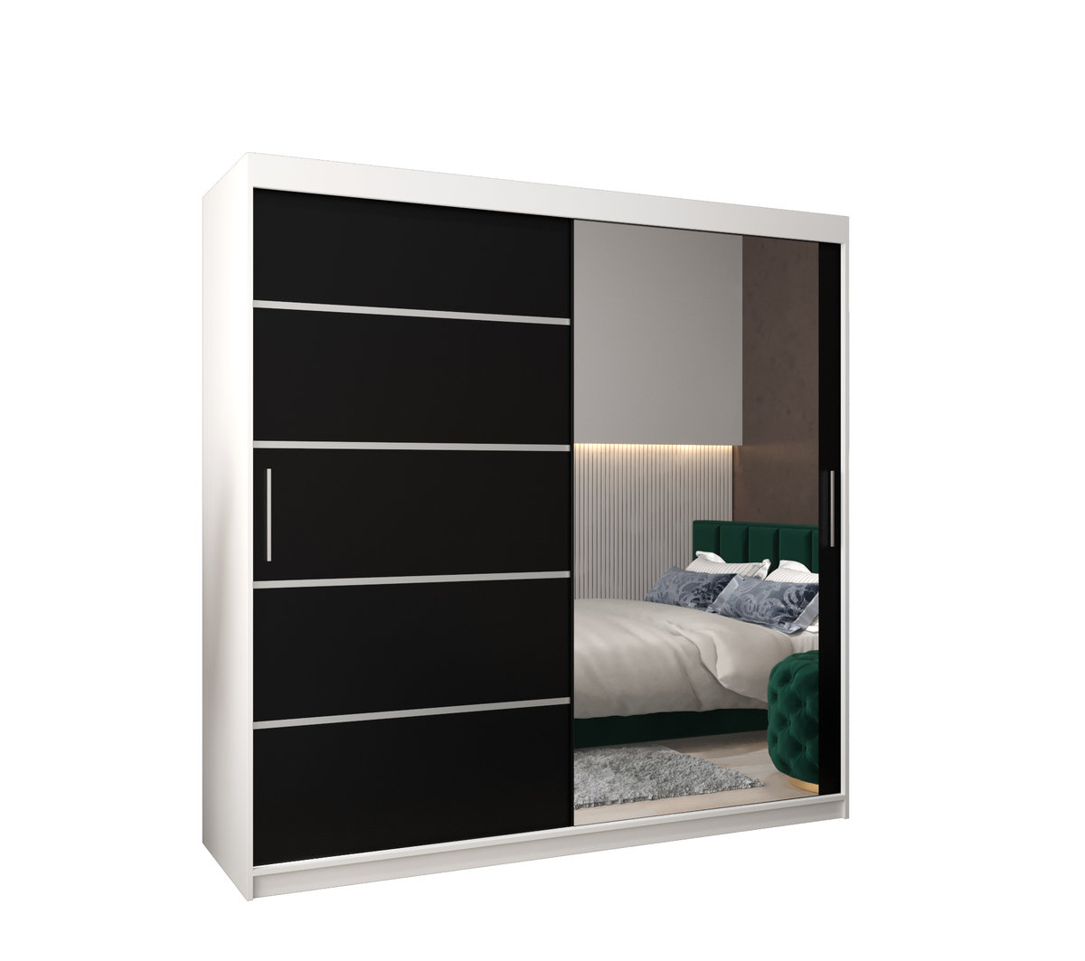 Szafa przesuwna garderoba VERONA 2 200 gł. 62 Biały / Czarny