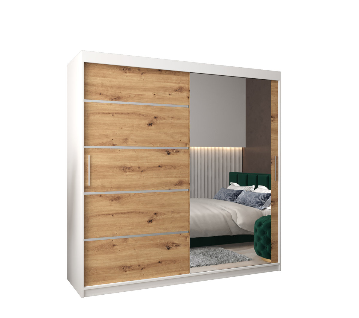 Szafa przesuwna garderoba VERONA 2 200 gł. 62 Biały / Artisan
