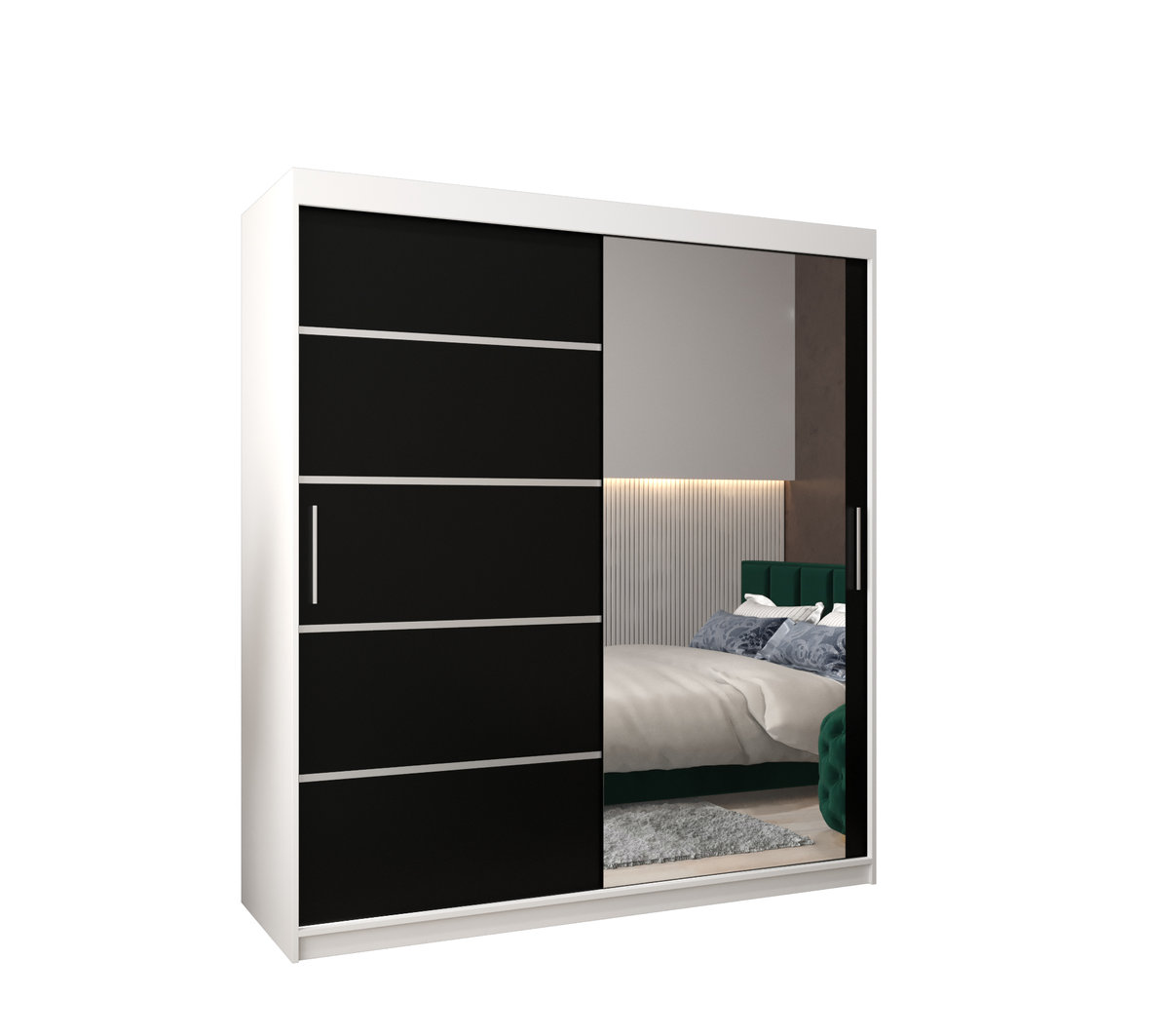 Szafa przesuwna garderoba VERONA 2 180 gł. 62 Biały / Czarny