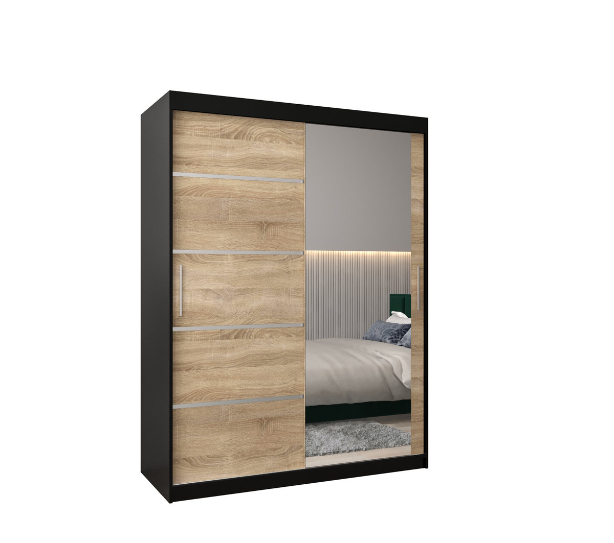 Szafa przesuwna garderoba VERONA 2 150 gł. 62 Czarny / Sonoma