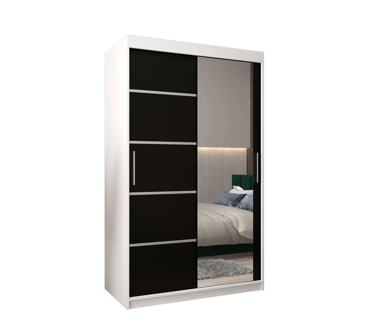 Szafa przesuwna garderoba VERONA 2 120 gł. 62 Biały / Czarny