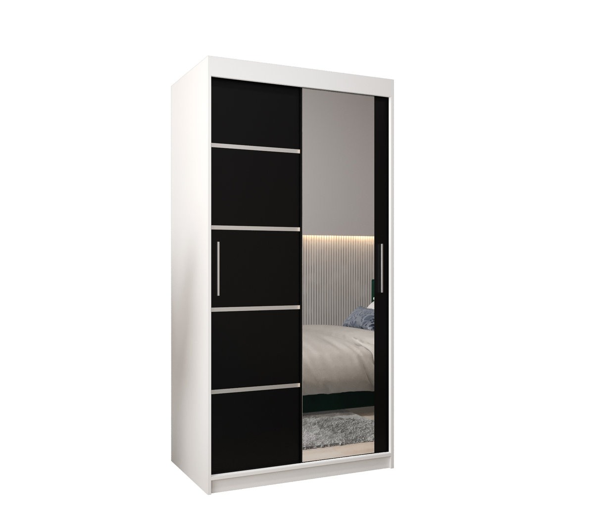 Szafa przesuwna garderoba VERONA 2 100 gł. 62 Biały / Czarny