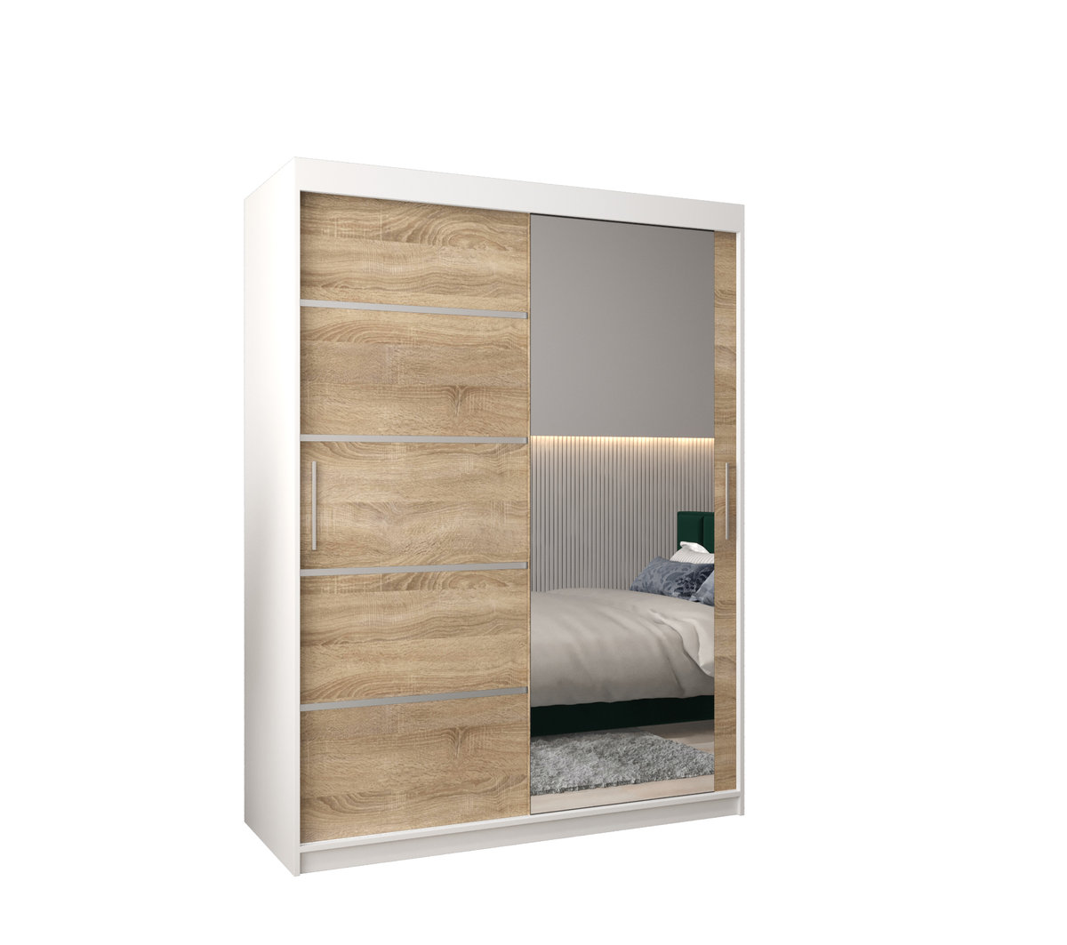 Szafa przesuwna garderoba VERONA 2 150 gł. 62 Biały / Sonoma