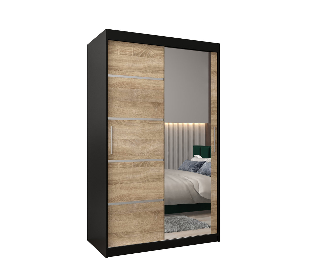 Szafa przesuwna garderoba VERONA 2 120 gł. 62 Czarny / Sonoma