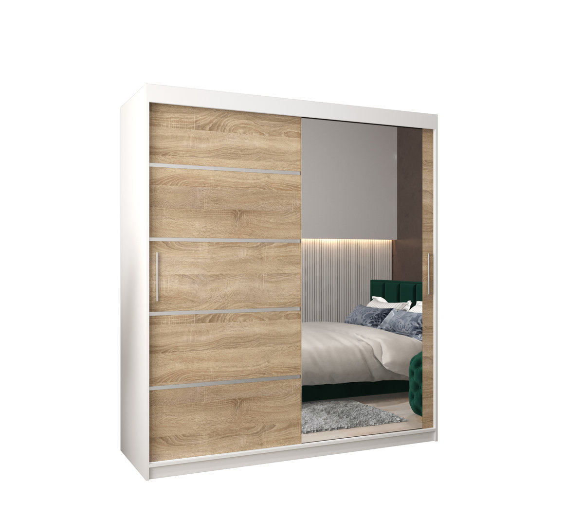 Szafa przesuwna garderoba VERONA 2 180 gł. 62 Biały / Sonoma