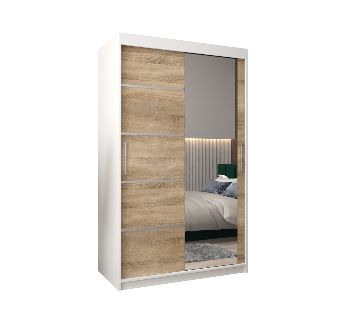 Szafa przesuwna garderoba VERONA 2 120 gł. 62 Biały / Sonoma