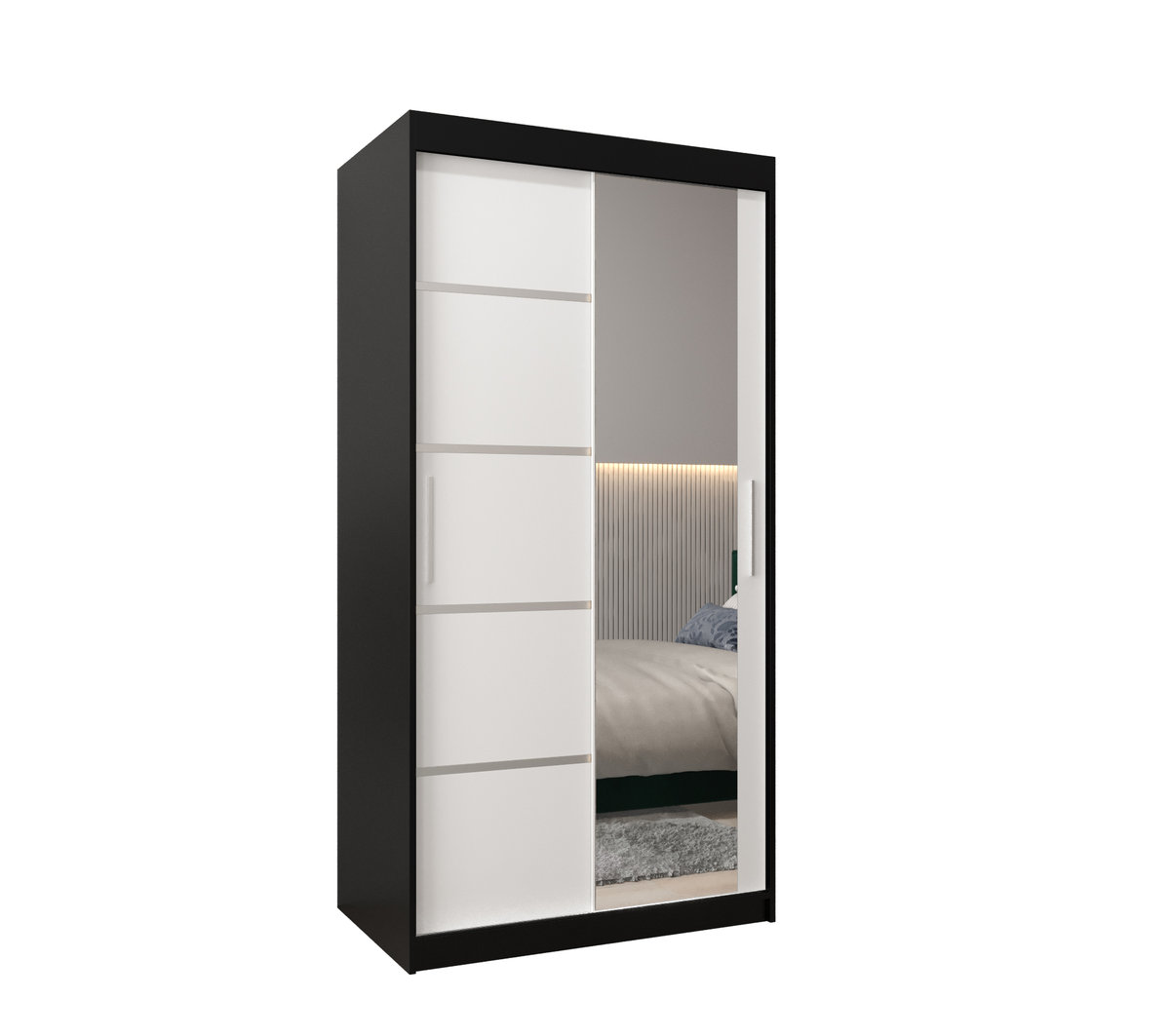 Szafa przesuwna garderoba VERONA 2 100 gł. 62 Czarny / Biały