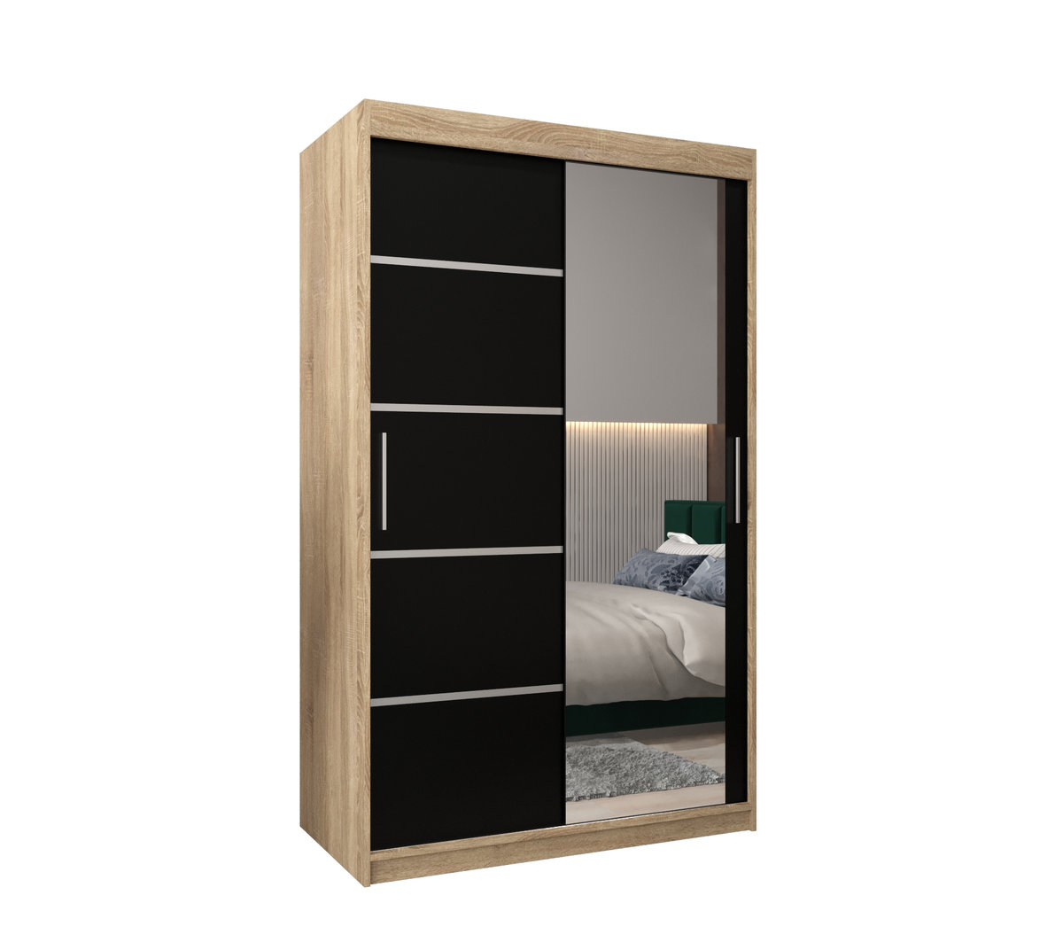 Szafa przesuwna garderoba VERONA 2 120 gł. 62 Sonoma / Czarny