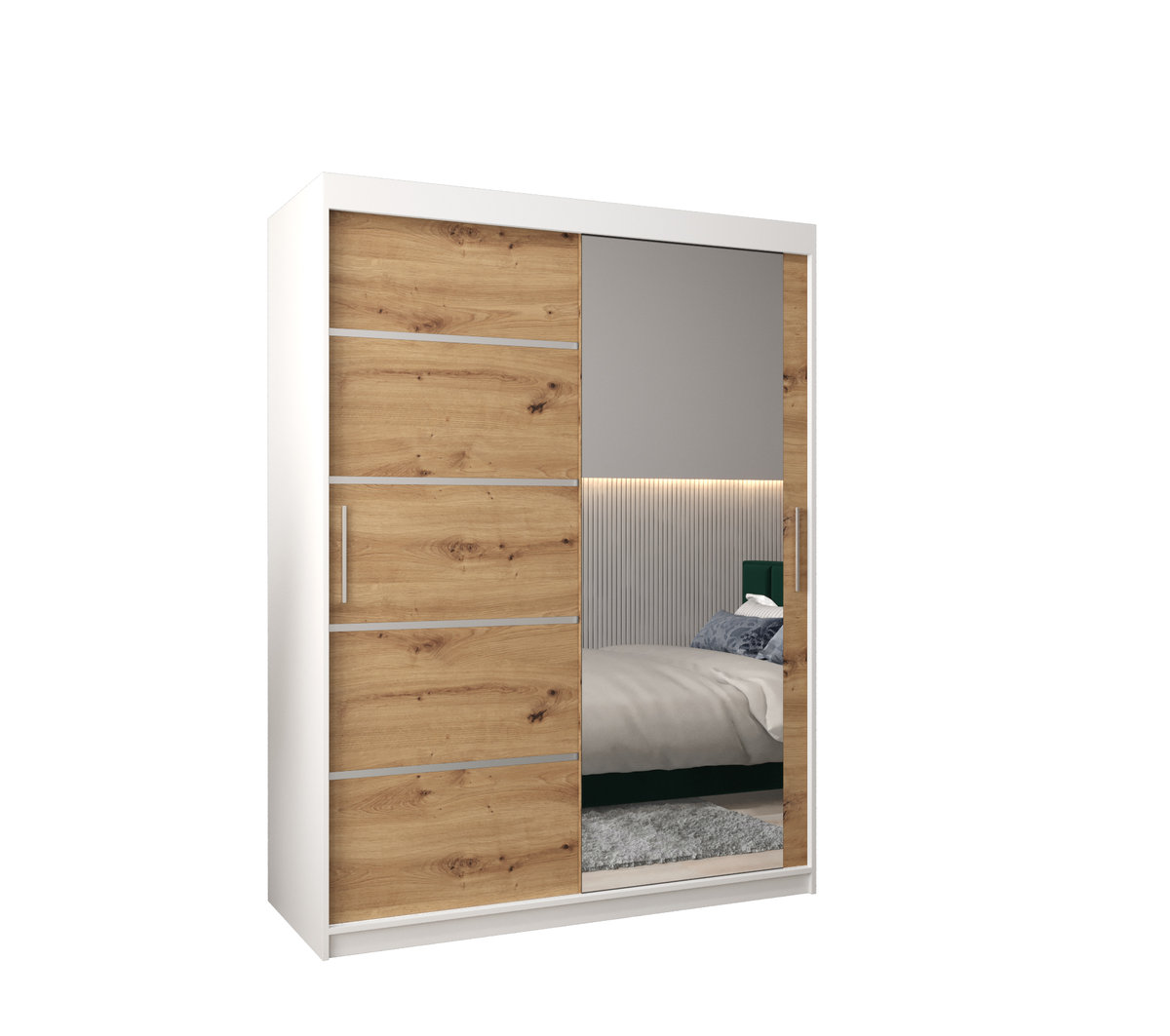 Szafa przesuwna garderoba VERONA 2 150 gł. 62 Biały / Artisan