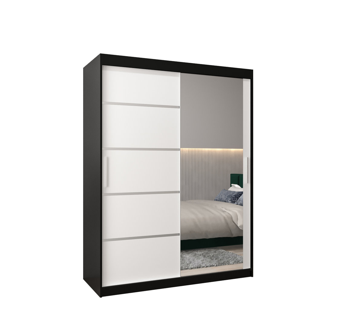 Szafa przesuwna garderoba VERONA 2 150 gł. 62 Czarny / Biały