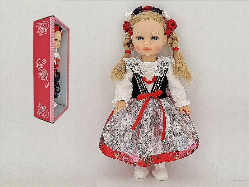 Lalka w stroju ludowym z polskim głosem śpiewa i mówi po polsku twarda 38cm