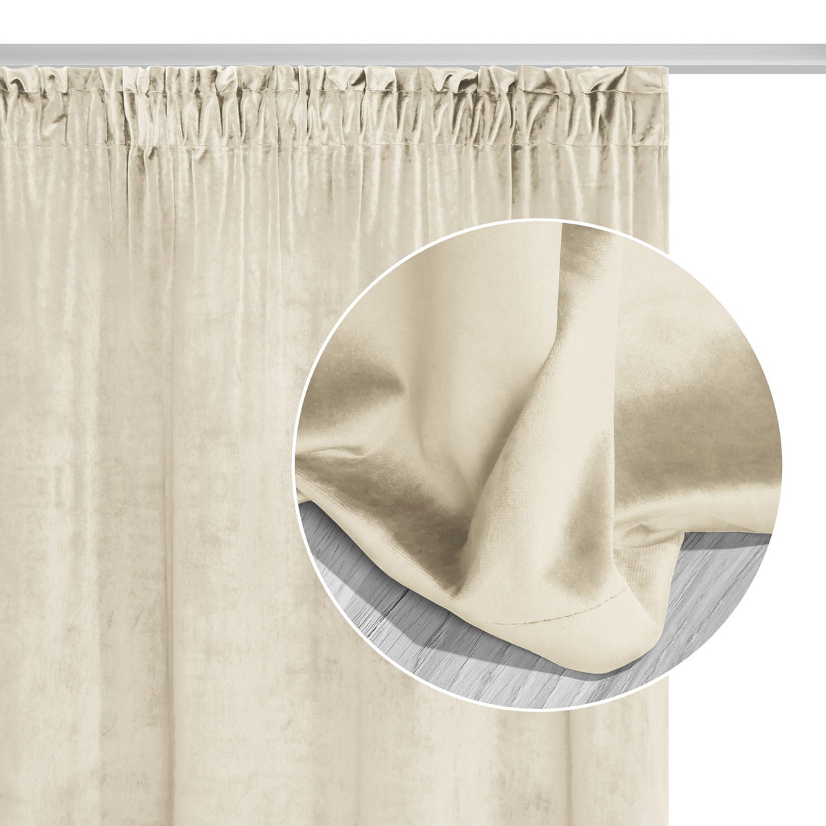 Zasłona na taśmie VELVET SOFT 140x270 cm welurowa kremowa Spod Igły i Nitki