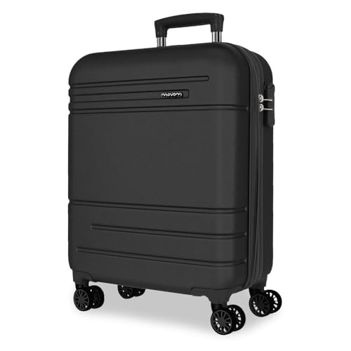Movom Galaxy Walizka kabinowa czarna 40x55x20 cm sztywne tworzywo ABS boczne zapięcie szyfrowe 37L 3,08 kg 4 podwójne koła bagaż ręczny, Czarny (Black), walizka kabinowa