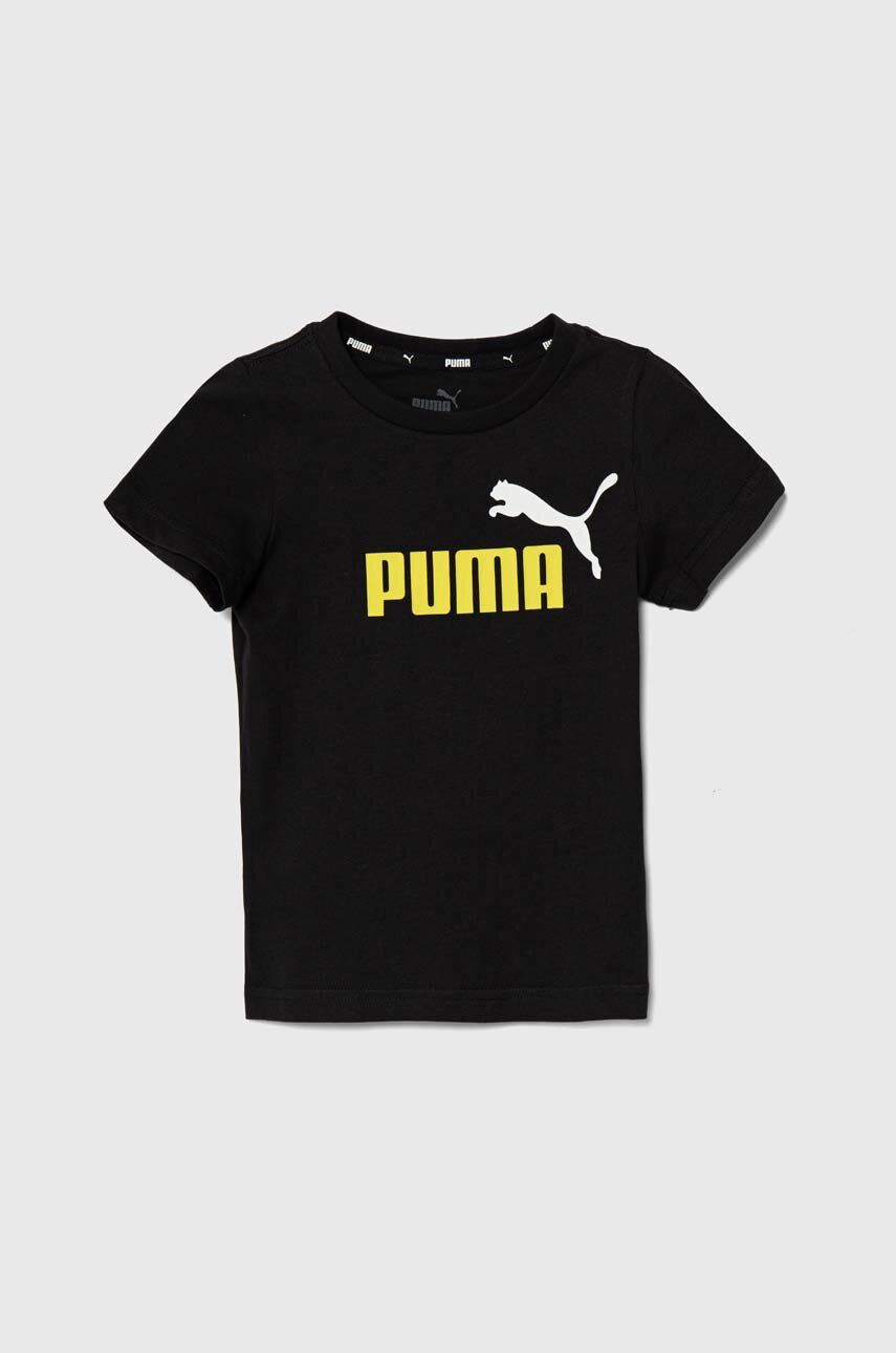 Puma t-shirt bawełniany dziecięcy kolor żółty z nadrukiem