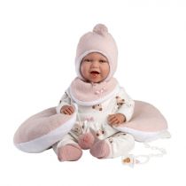 Lalka bobas śmiejący Mimi z podusią rogal 42cm Llorens