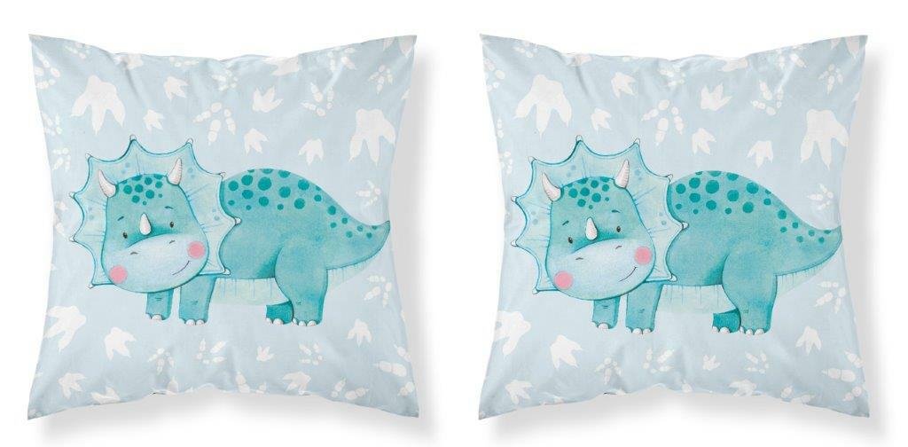 Poszewka 40x40 Triceratops niebieski dinozaur niebieska dwustronna PSBA Mayamoo